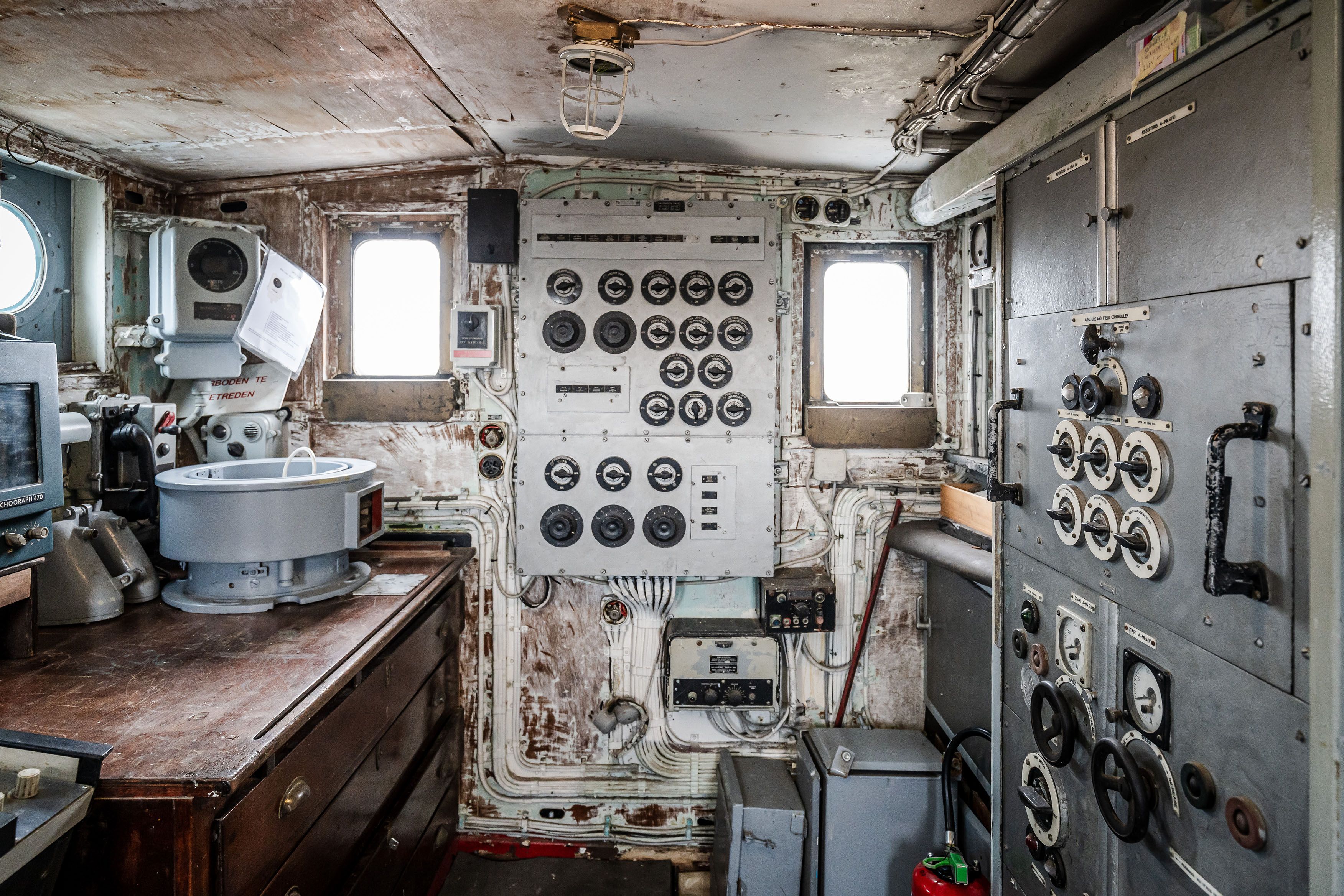 Machinekamer in een schip