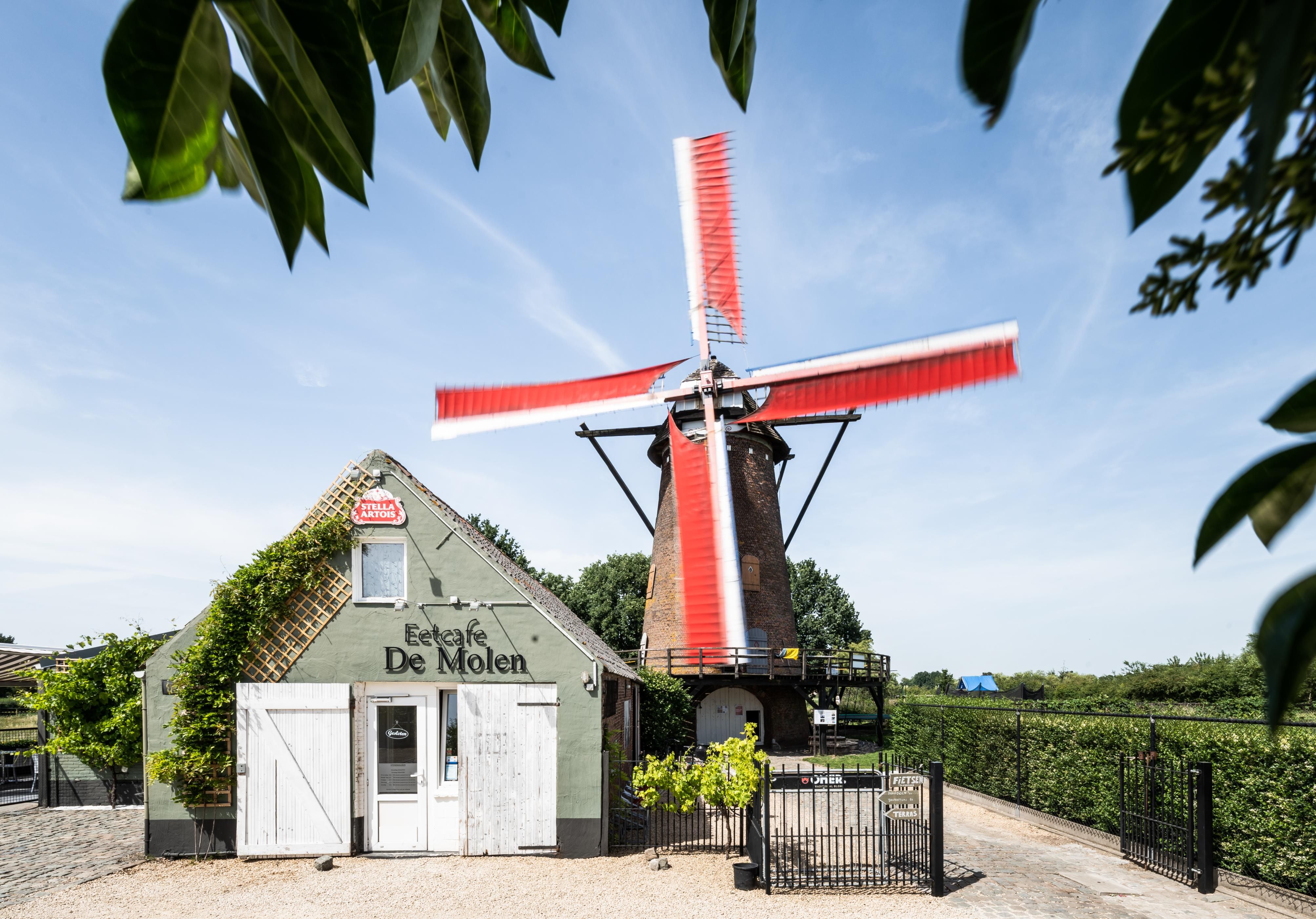 Zicht op de Buitenmolen met op de voorgrond het eetcafé.